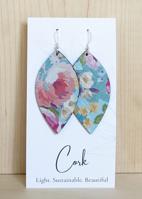 Large Leaf Cork Earrings
