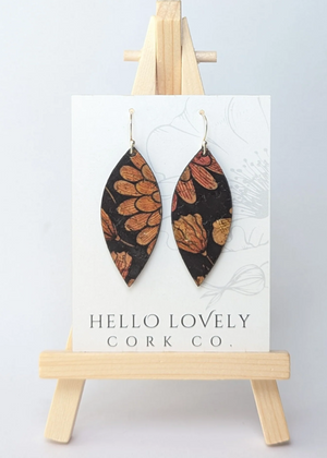 Small Leaf Cork Earrings
