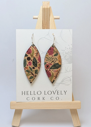 Small Leaf Cork Earrings