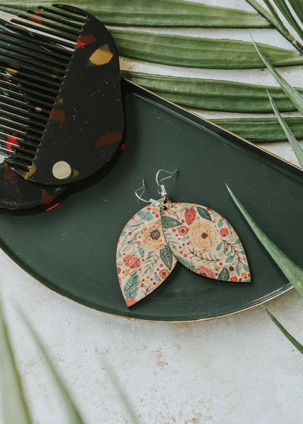 Small Leaf Cork Earrings