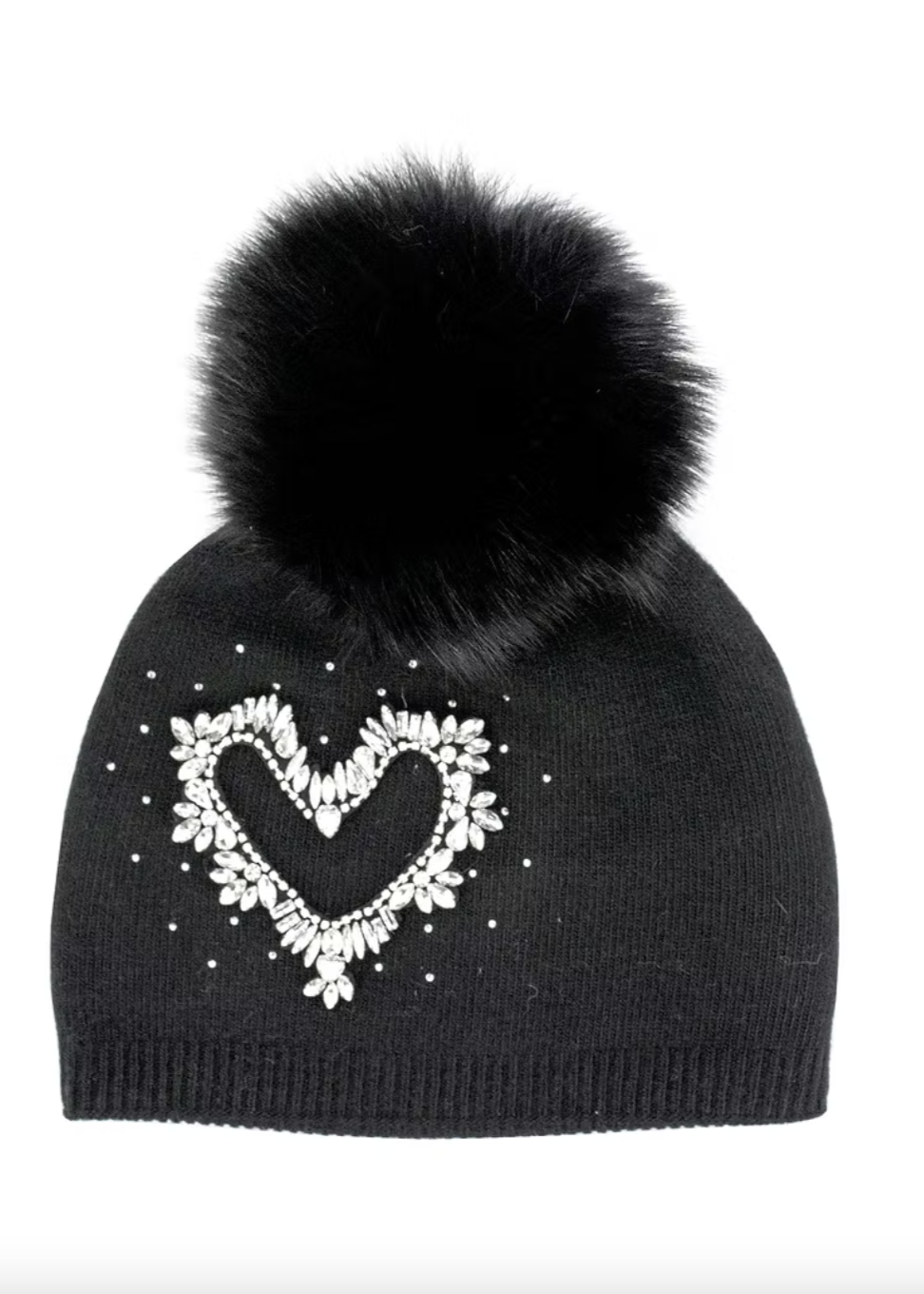 Crystal Heart Toque - Black