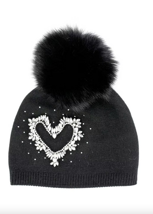 Crystal Heart Toque - Black