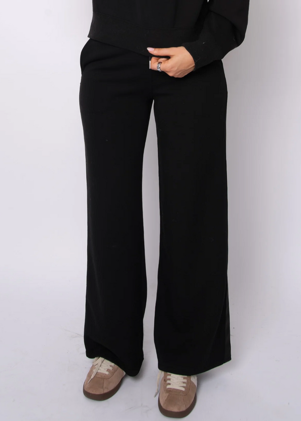Erika Drawstring Pants | Black Satin Stripe