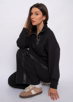 Mailyn Pullover | Black Satin Stripe