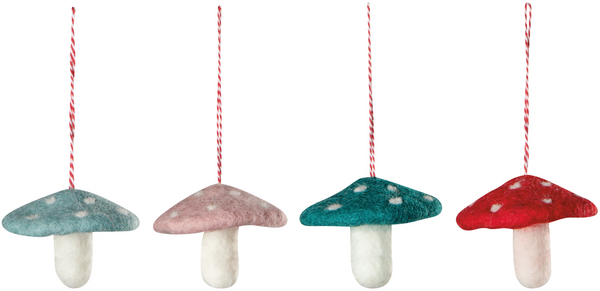 Mushroom Gem Felt Christmas Ornaments