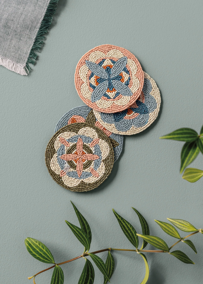 Disco Formation Beaded Coasters Set of 4