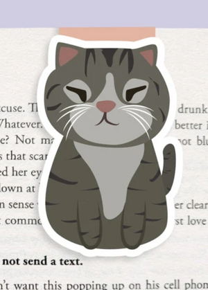 Squinty Grey Cat Magnetic Bookmark (Jumbo)