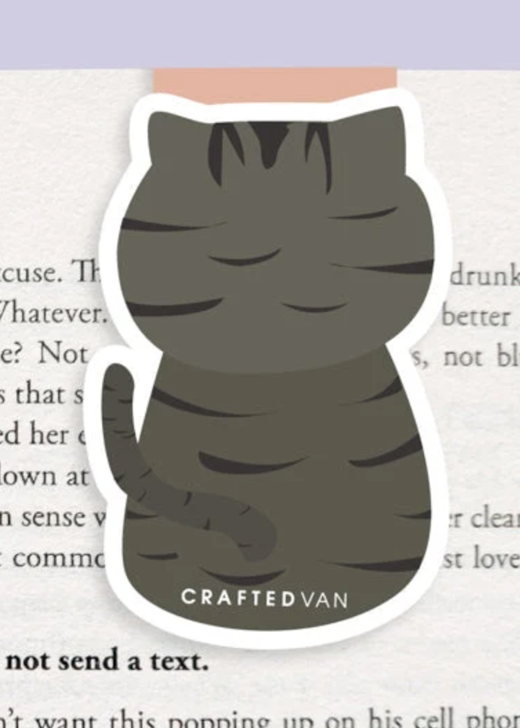 Squinty Grey Cat Magnetic Bookmark (Jumbo)