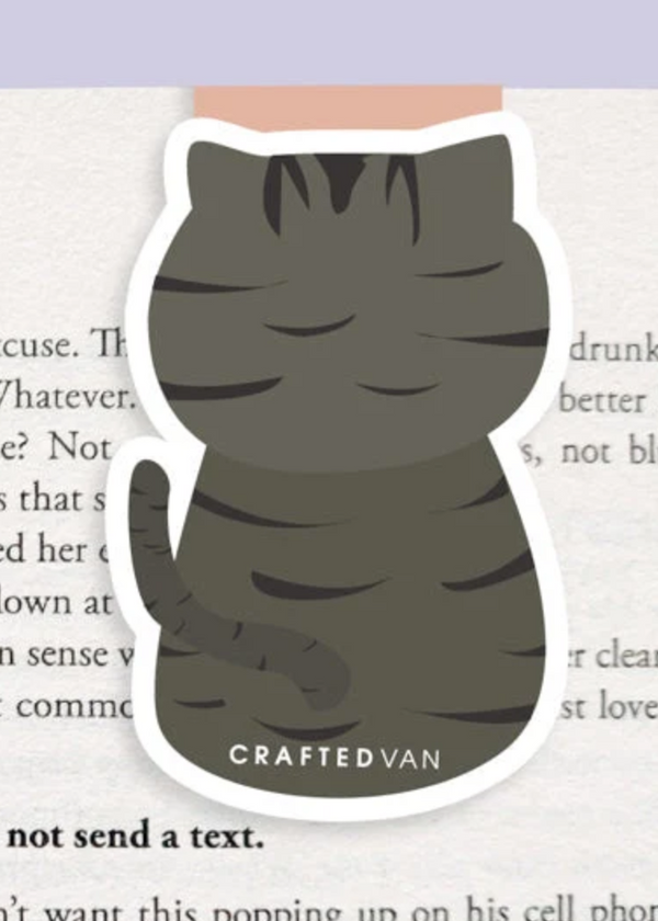 Squinty Grey Cat Magnetic Bookmark (Jumbo)