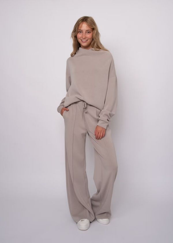 Freiza Soft Knit Funnel Neck Draped Pullover | Birch