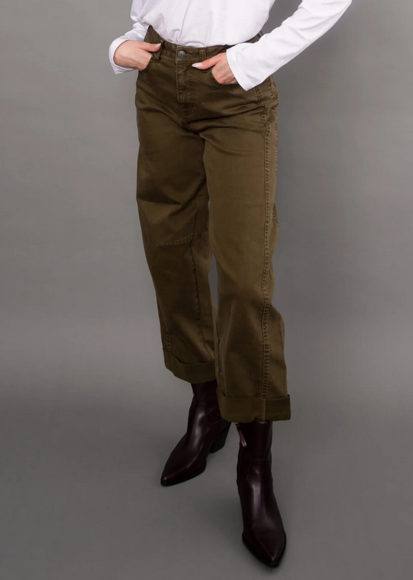 Barni Stretch Twill Barrel Pant | Olive