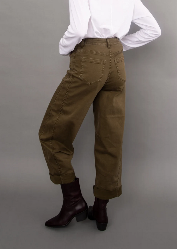 Barni Stretch Twill Barrel Pant | Olive
