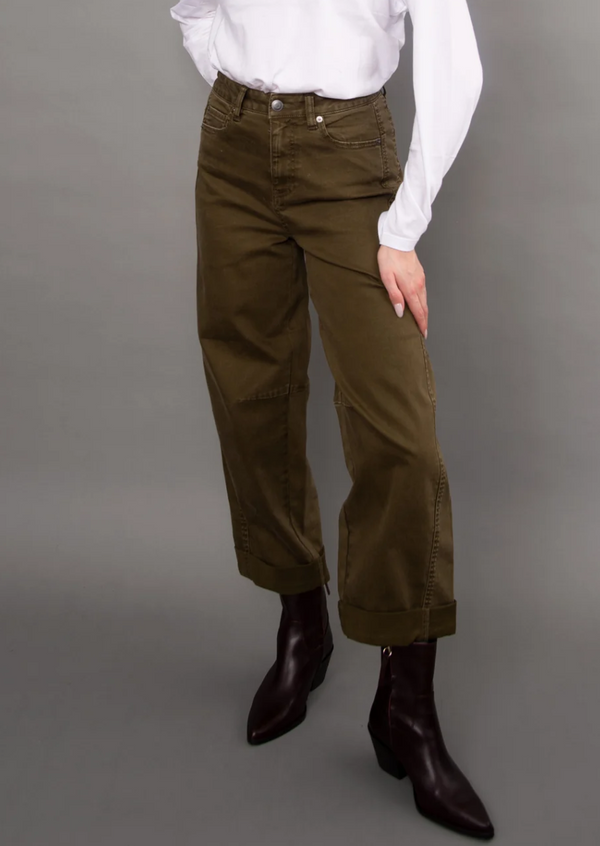 Barni Stretch Twill Barrel Pant | Olive