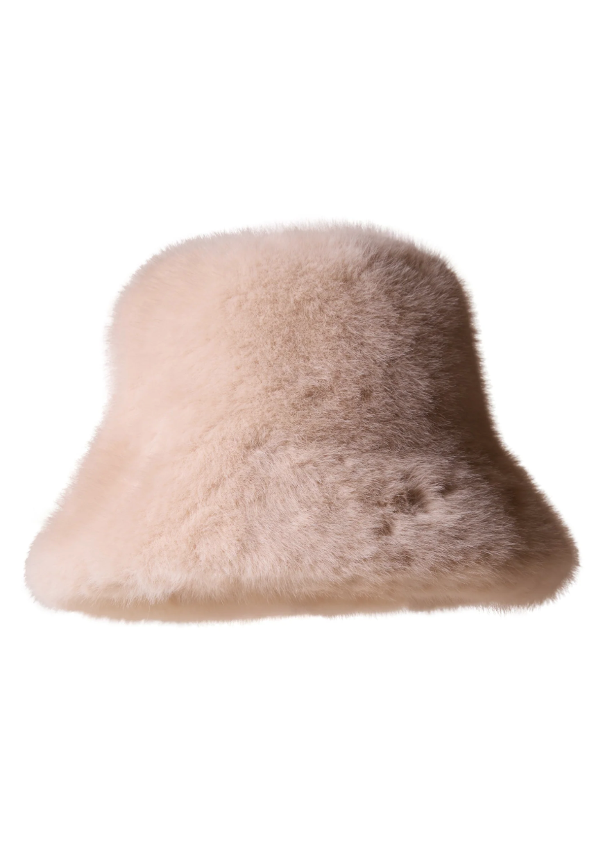 Ivory Faux Fur Bucket Hat