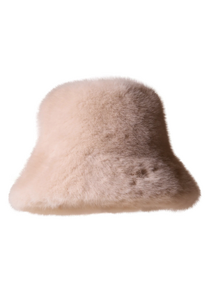 Ivory Faux Fur Bucket Hat