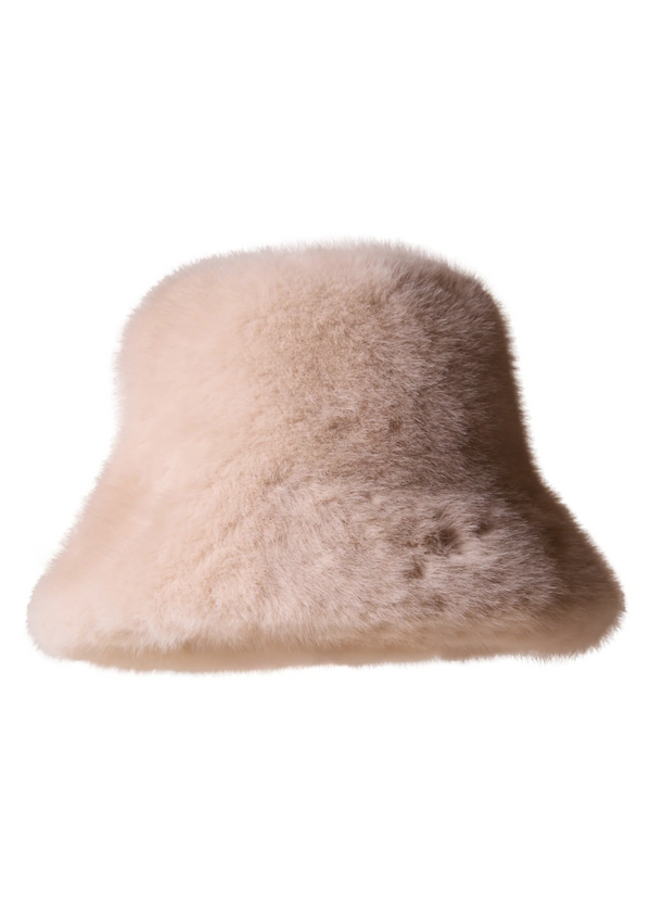Ivory Faux Fur Bucket Hat