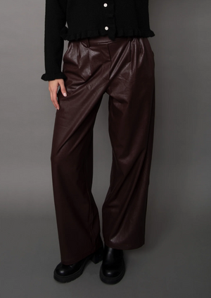 Philona Faux Leather Wide Leg Pant  | Brunette