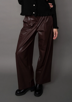 Philona Faux Leather Wide Leg Pant  | Brunette