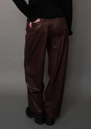 Philona Faux Leather Wide Leg Pant  | Brunette