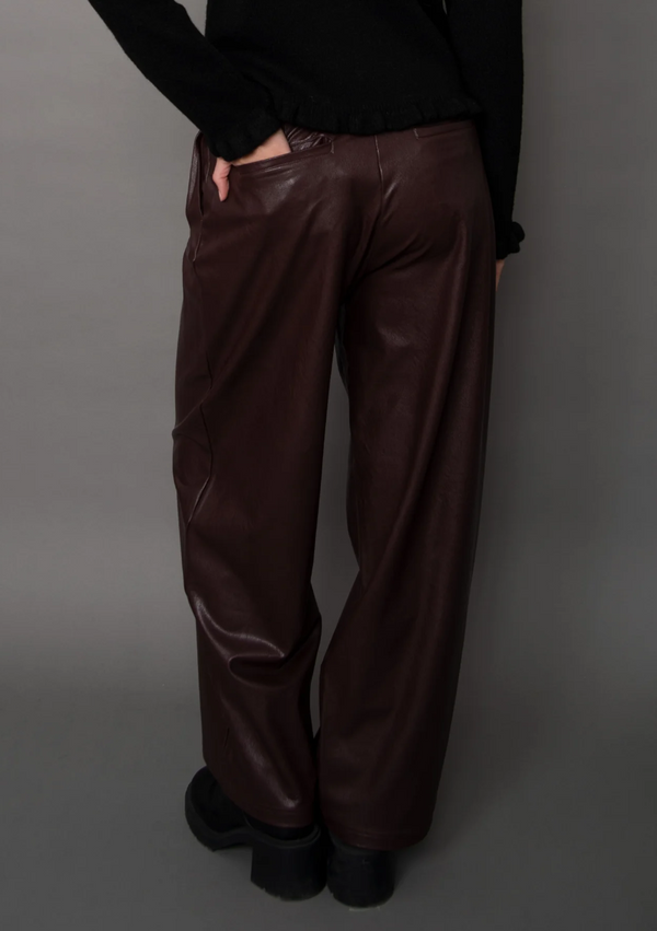 Philona Faux Leather Wide Leg Pant  | Brunette