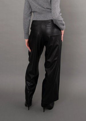 Philona Faux Leather Wide Leg Pant  | Black