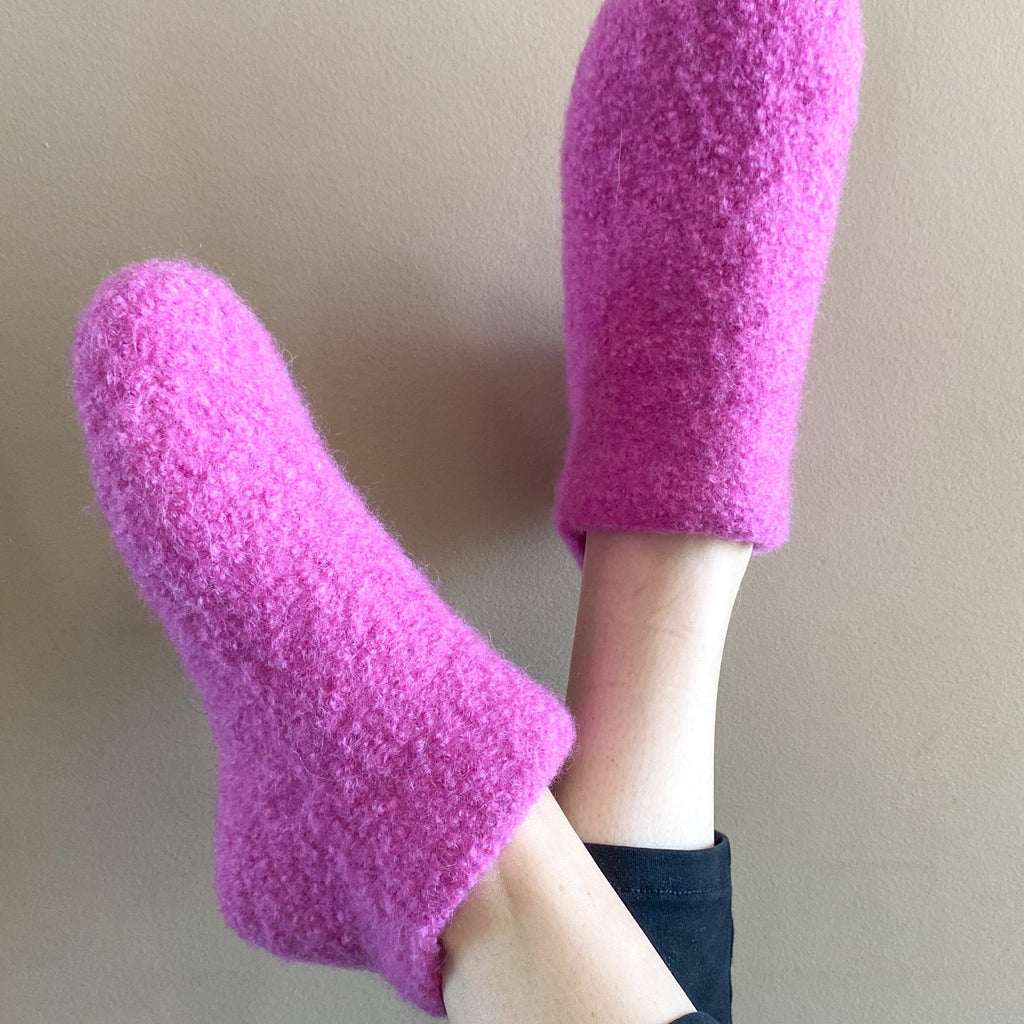 pink felt slipper socks