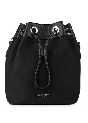 The CAMILLA - 2-In-1 Black Vegan Microsuede Bucket Bag