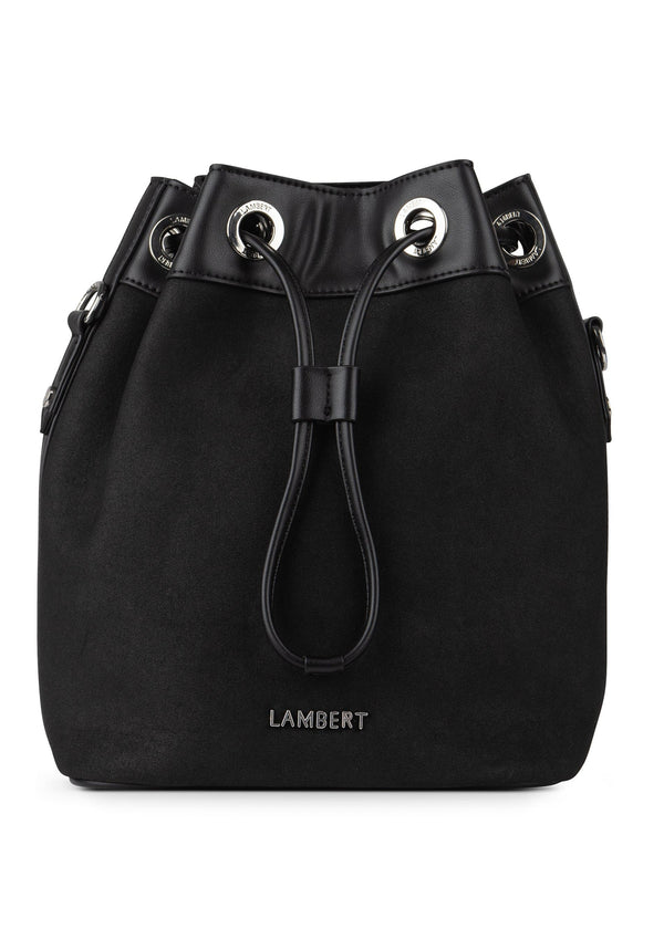 The CAMILLA - 2-In-1 Black Vegan Microsuede Bucket Bag