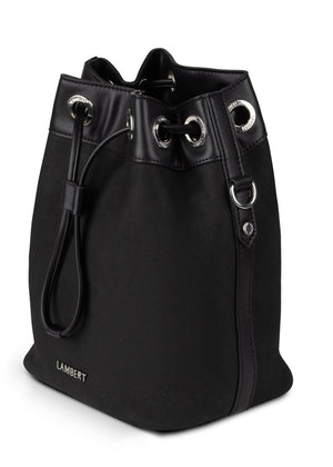 The CAMILLA - 2-In-1 Black Vegan Microsuede Bucket Bag