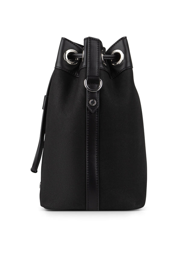 The CAMILLA - 2-In-1 Black Vegan Microsuede Bucket Bag