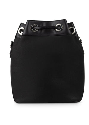 The CAMILLA - 2-In-1 Black Vegan Microsuede Bucket Bag