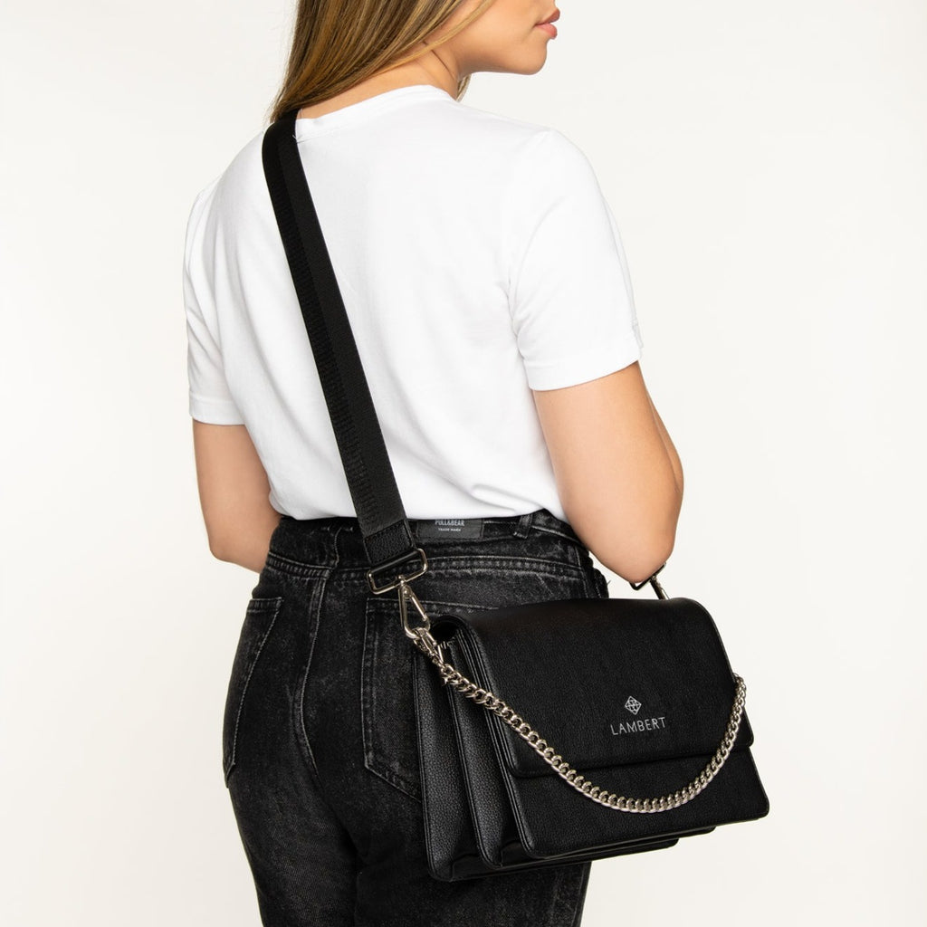 Black Vegan Leather Handbag made in Quebec