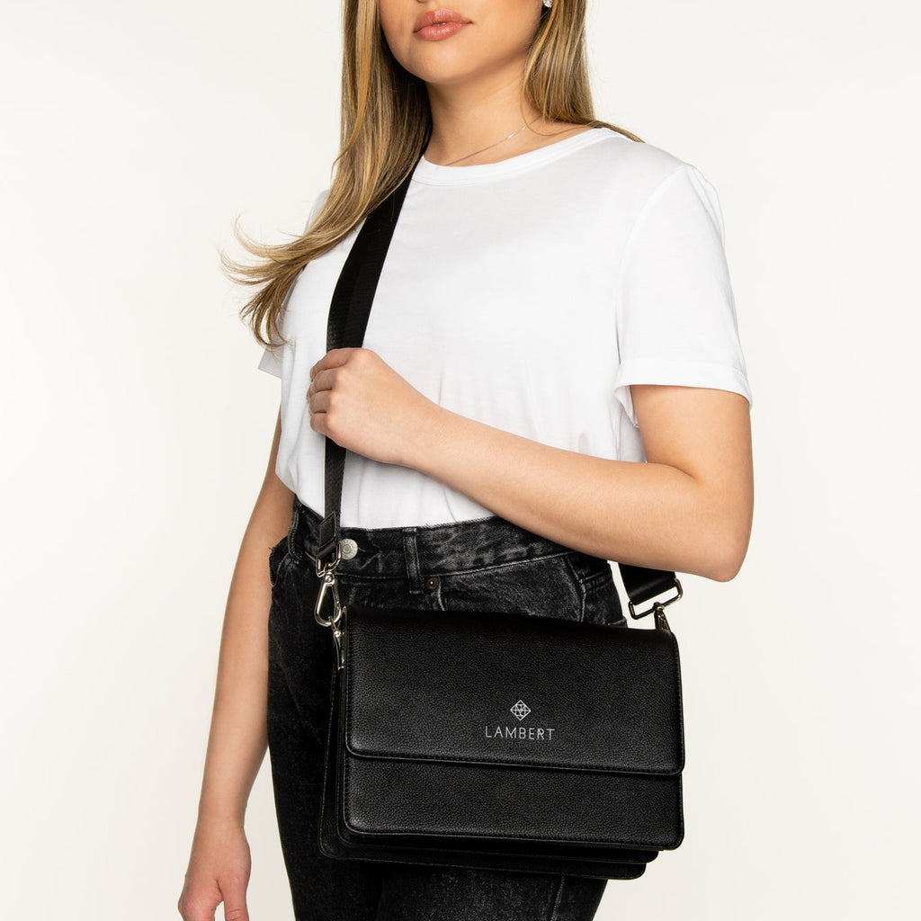 Black Vegan Leather Handbag made in Canada