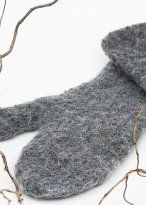 Grey - felt mittens