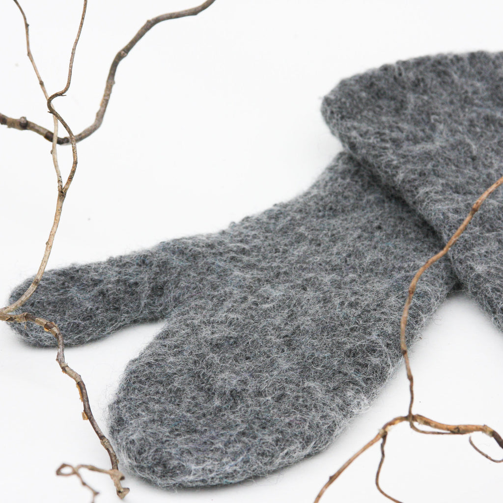 Grey - felt mittens