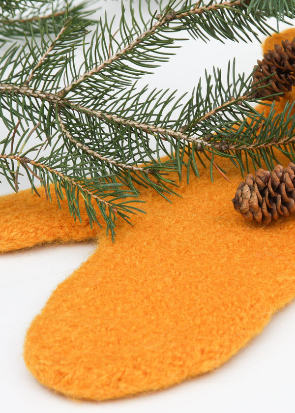 Yellow - felt mittens
