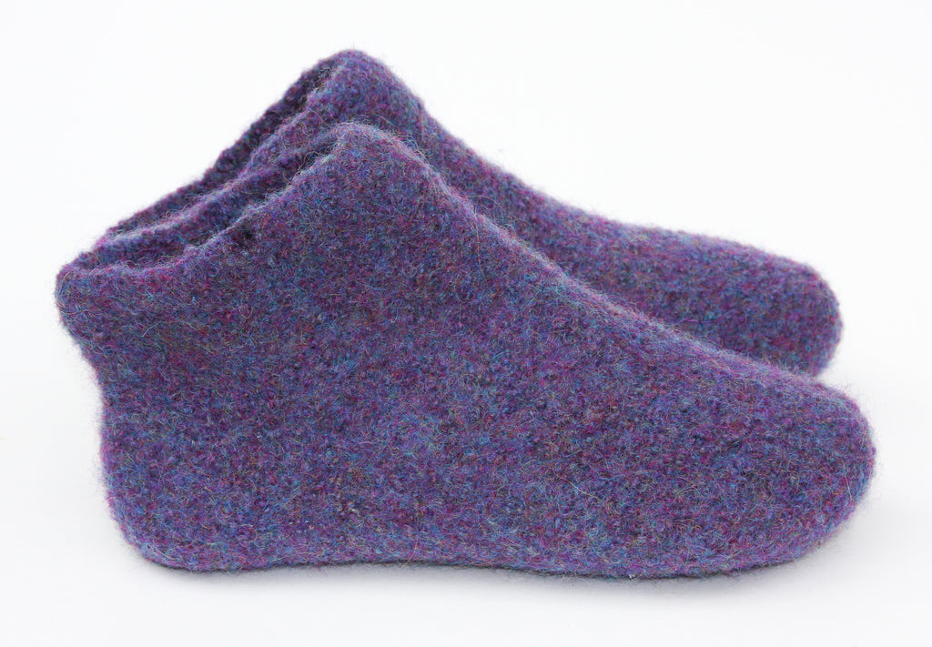 Purple felt slipper socks 