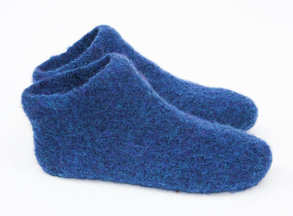 Blue felt slipper socks 