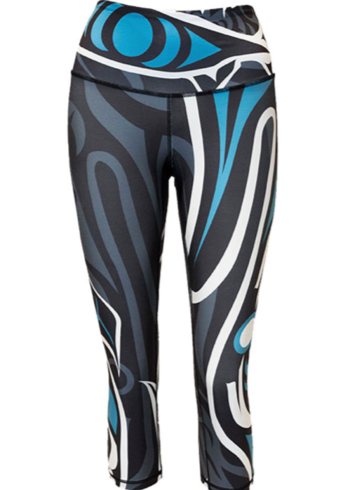 Black and Teal capri leggings 