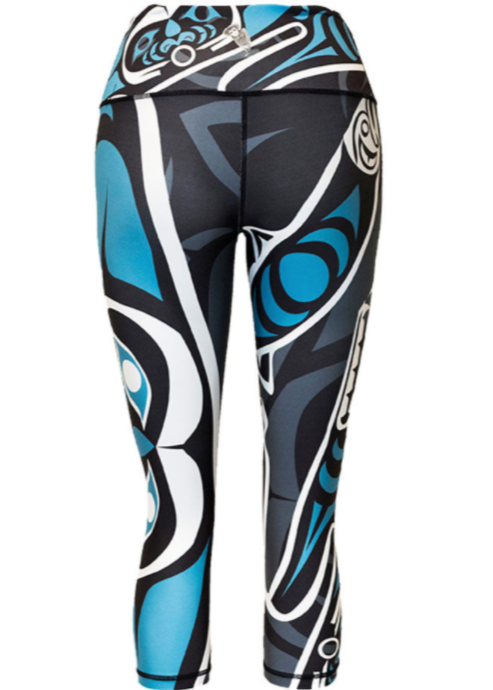 black and teal Canadian made leggings 