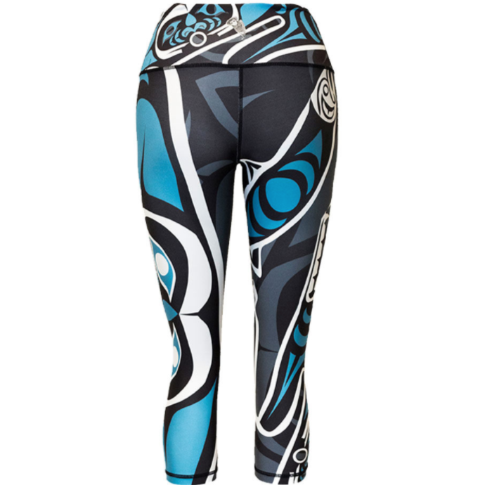 black and teal Canadian made leggings 