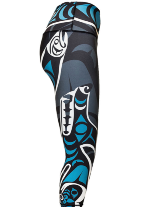 Canadian made leggings - Black and Teal