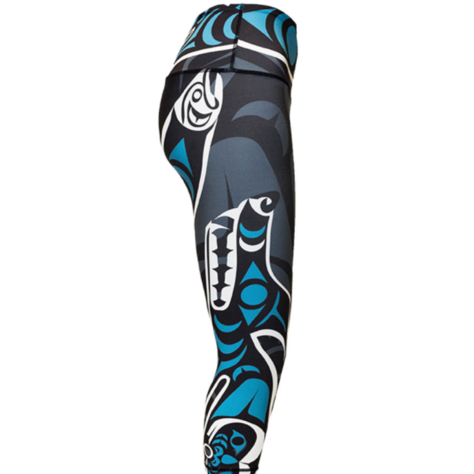 Canadian made leggings - Black and Teal