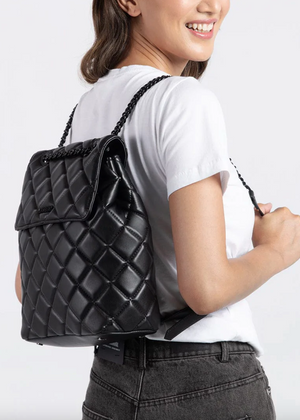 The SADIE - 2-In-1 Black Quilted Vegan Leather Backpack