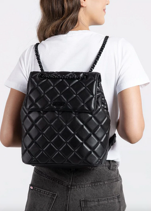 The SADIE - 2-In-1 Black Quilted Vegan Leather Backpack