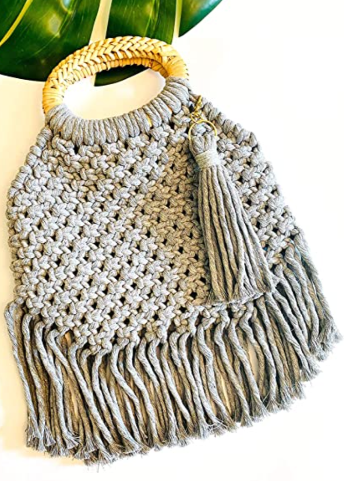 Grey Macrame Purse