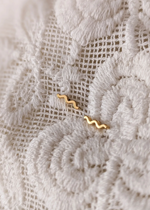 Beach Waves Gold Stud Earrings
